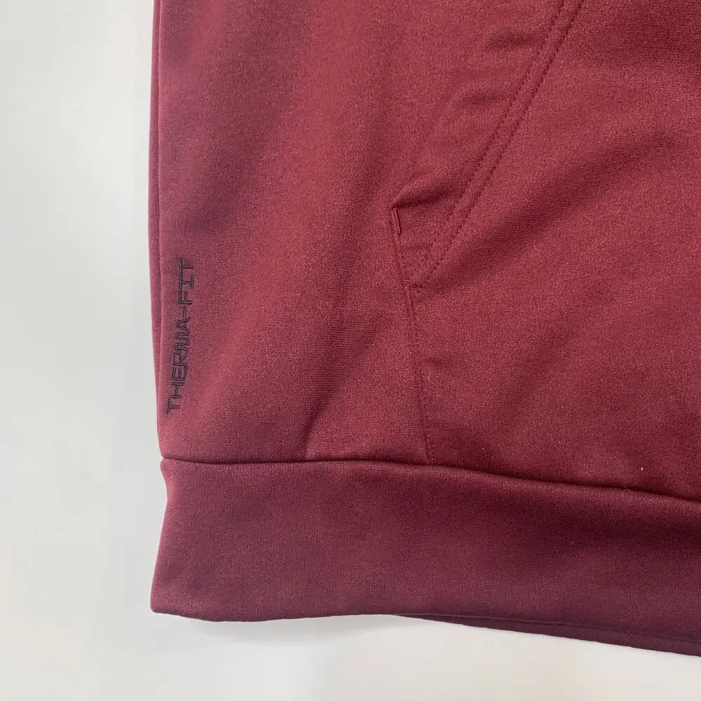 Nike Hoodie Mens L Large Burgundy Therma Fit Big Swoosh Fleece Lined Sweatshirt